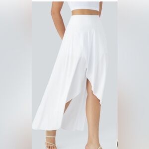 Halara “Breezeful” White High Waist Ruffle Maxi Skirt-Medium NWOT